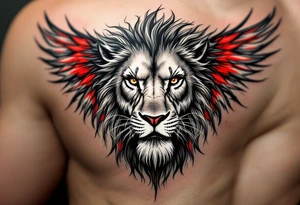 make a lion-serpent mix with wings(make with red and black) tattoo idea