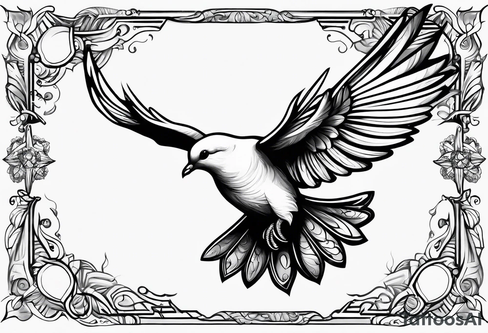 Dove flying horizontally tattoo idea