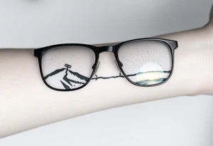 Landscape Reflecting Glasses
You can use the lenses of your glasses to depict a beautiful landscape, such as a sunset, a starry sky tattoo idea