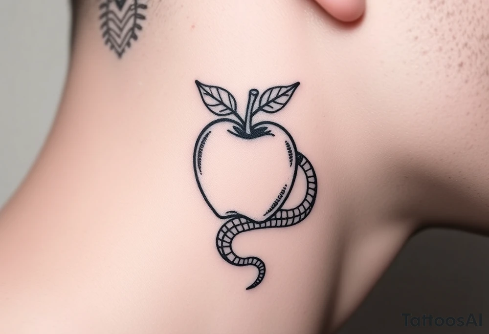 powerful representation of love with an Egyptian theme with an apple and a snake tattoo idea