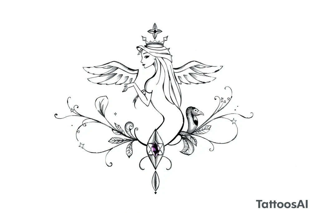 Zodiac sign Aquarius amethyst birthstone mother of 3 girls loves animals tattoo idea