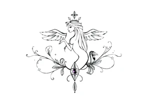 Zodiac sign Aquarius amethyst birthstone mother of 3 girls loves animals tattoo idea