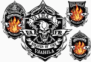 Valhalla on fire 
flames sword shield barb wire tattoo idea