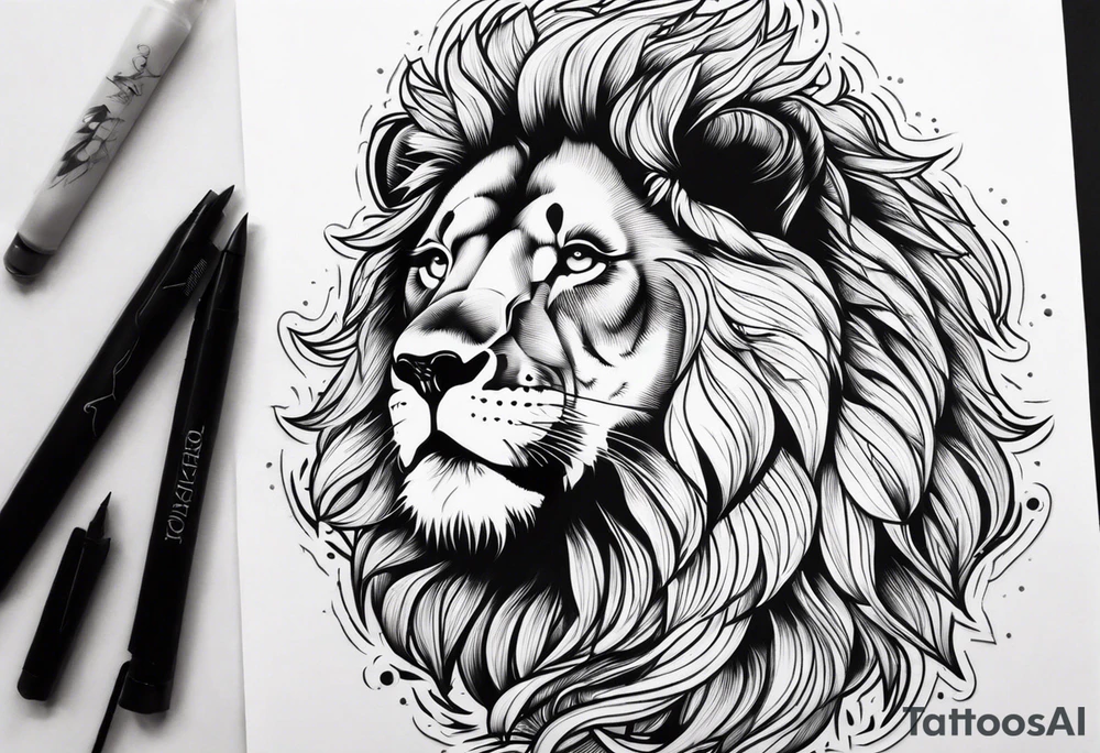 realistic laying lion tattoo idea