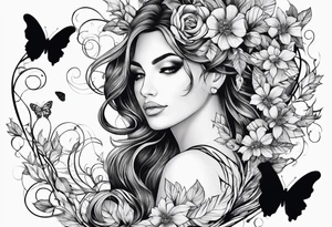 Mascarenas with vines of leaves and butterfly tattoo idea