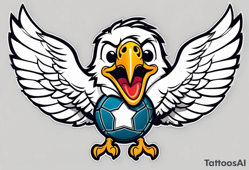 Cartoon eagle with a football tattoo idea