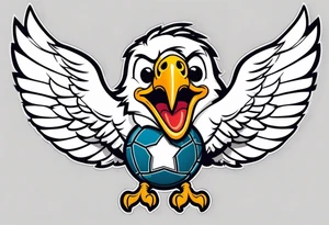 Cartoon eagle with a football tattoo idea