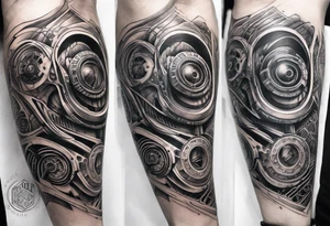 a biomechanical armsleeve tattoo idea