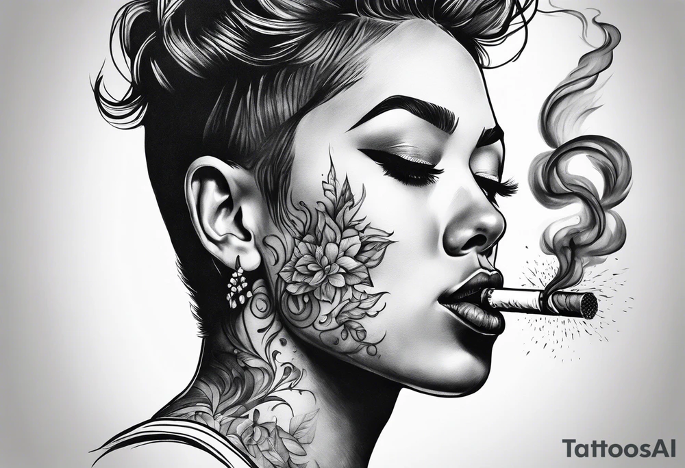 Draw me black smoke coming out of a cigarette tattoo idea