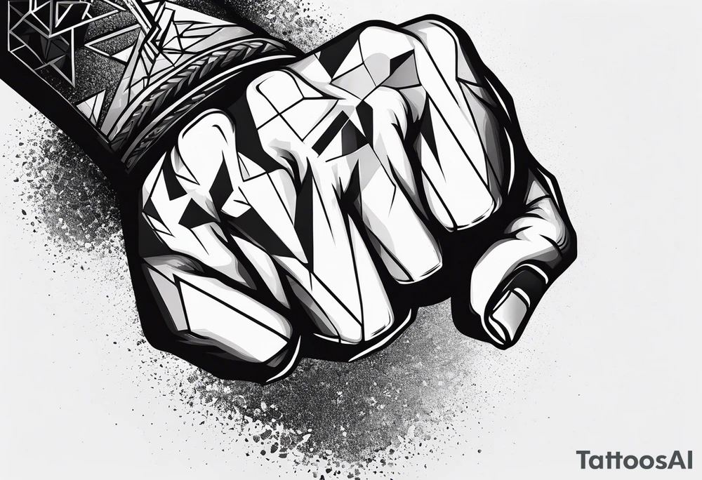 A clenched fist on the back using negative space techniques tattoo idea A clenched fist on the back using negative space techniques tattoo idea
