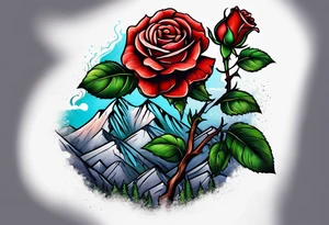 Rose on a mountain tattoo idea