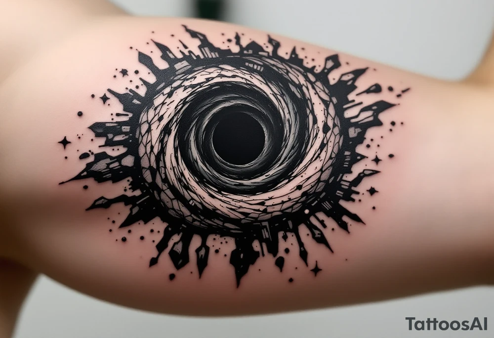 2 different worlds on both sides of a black hole tattoo idea
