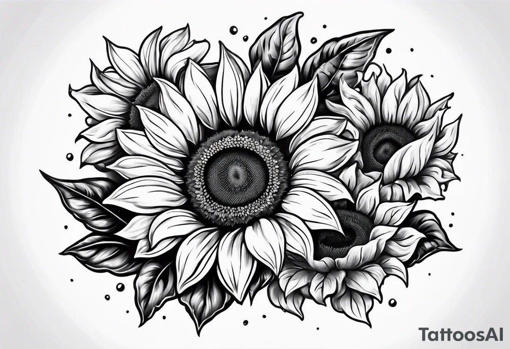 Realistic Horseshoe around a sunflower tattoo idea