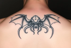 Bat like octopoid creature from another dimension of cosmic horror tattoo idea