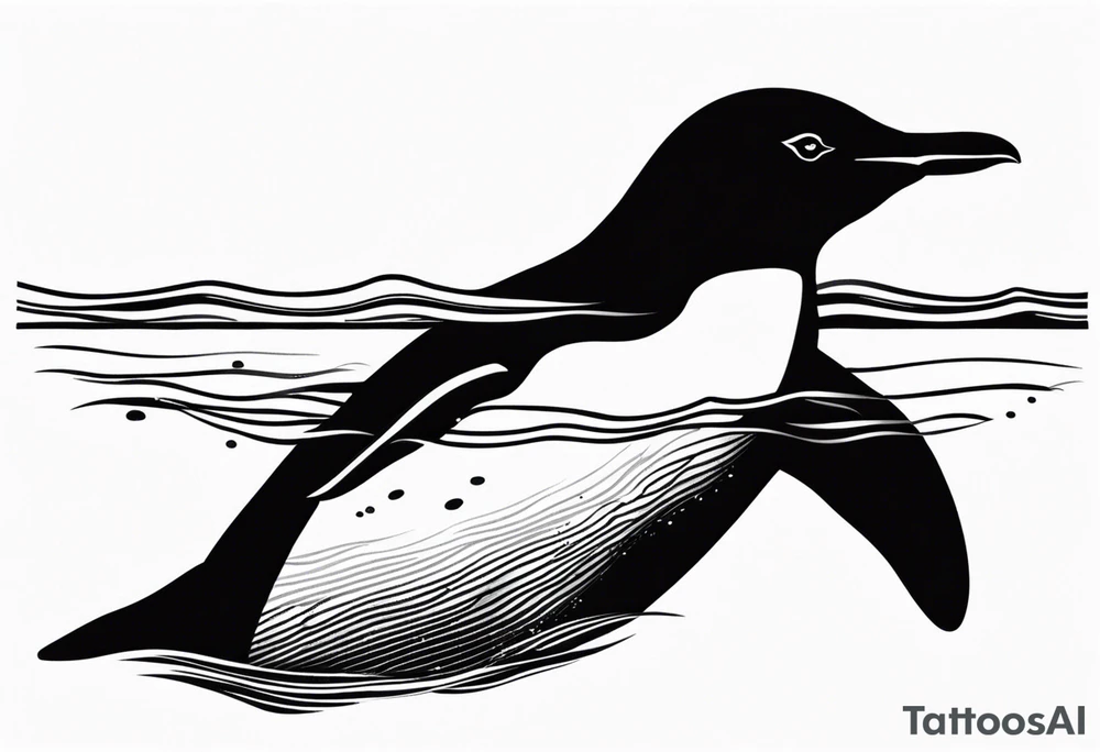 penguin swimming in water tattoo idea