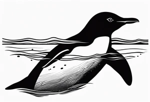 penguin swimming in water tattoo idea