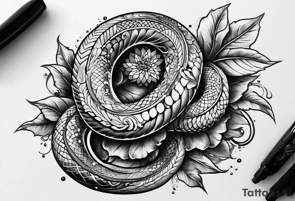 Schlange mit Kirschblüten tattoo idea