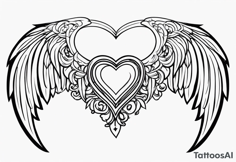 Emilia name with heart or wings tattoo idea