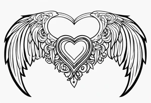 Emilia name with heart or wings tattoo idea