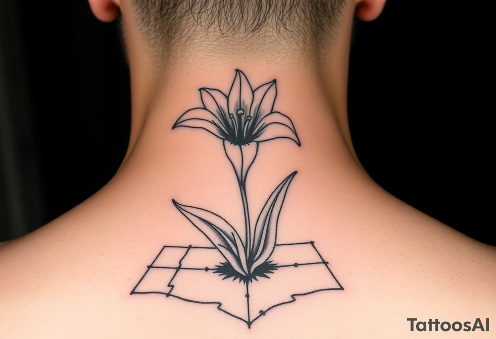lily coming up out of the tile floor tattoo idea