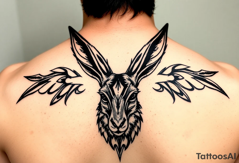 tribal, low detail jackelope tattoo idea