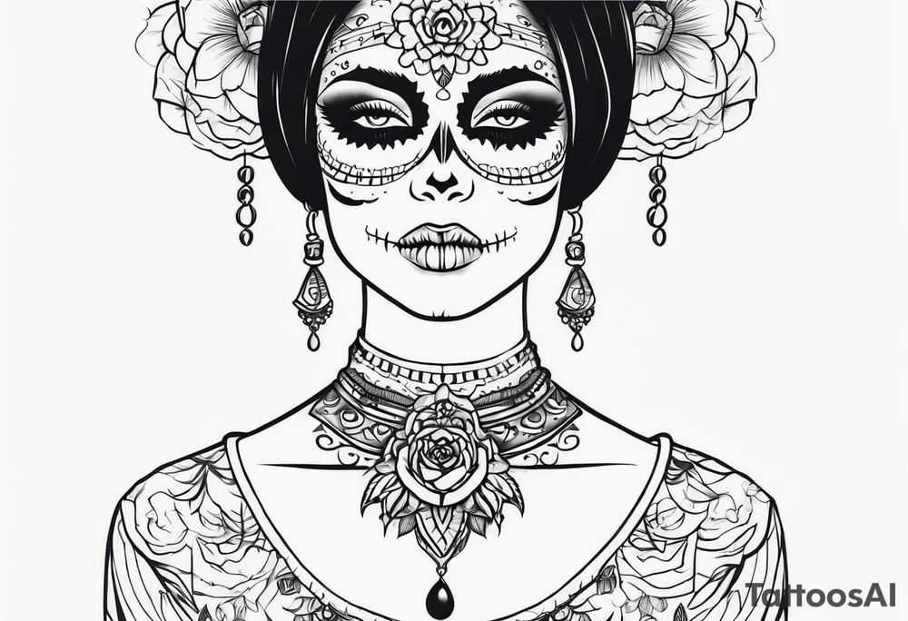 muertos style girl tattoo idea