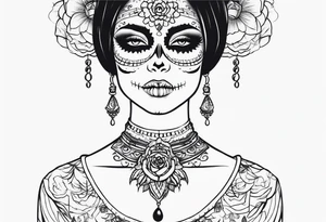 muertos style girl tattoo idea