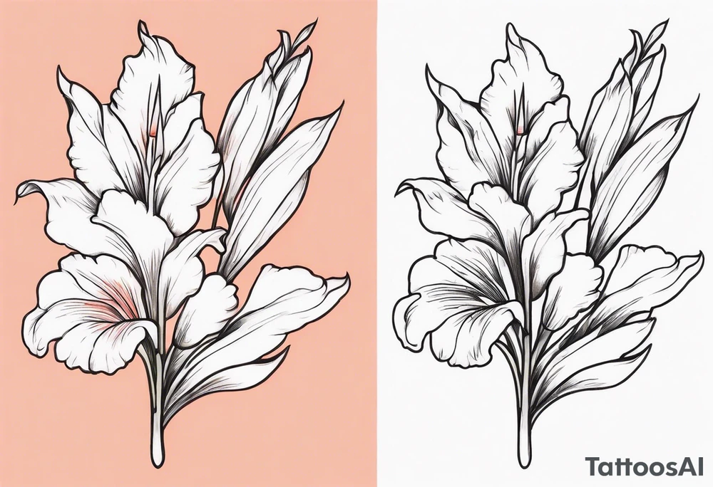 a coral-colored gladiolus tattoo idea