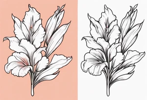 a coral-colored gladiolus tattoo idea
