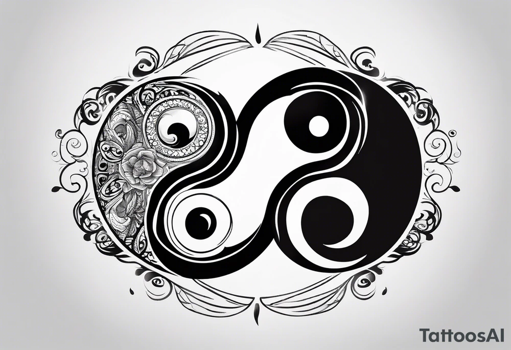a simple yin yang symbol with water integrated tattoo idea