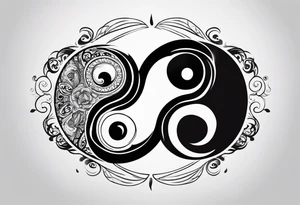 a simple yin yang symbol with water integrated tattoo idea