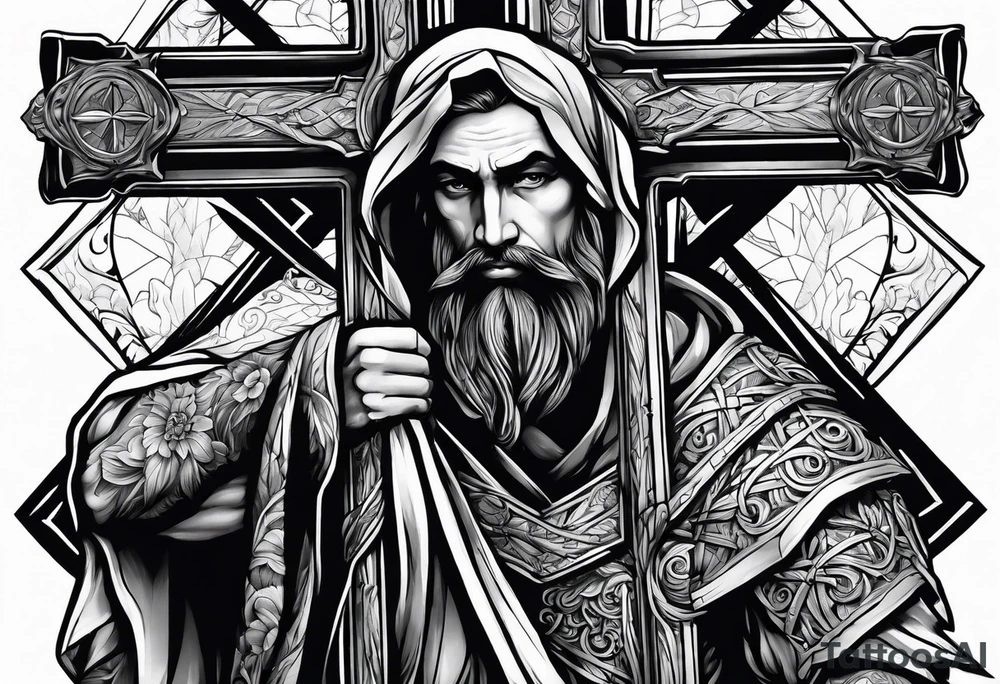 man carrying a cross tattoo idea