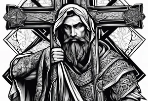 man carrying a cross tattoo idea