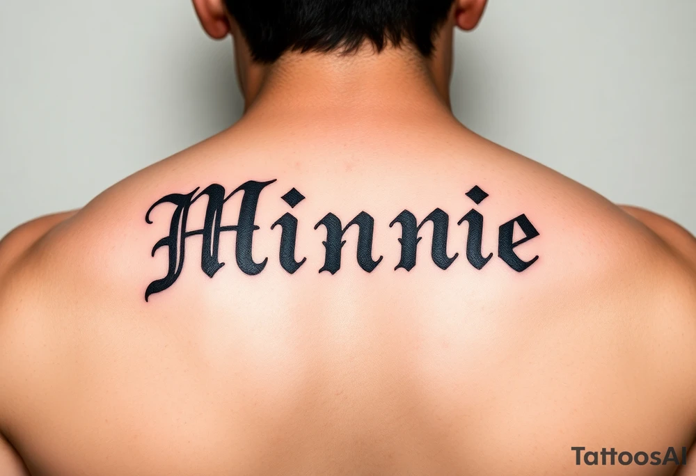 Old school gangsta, Name 'Minnie' in 
old English tattoo idea