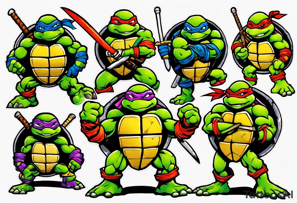 teenage mutant ninja turtles arm sleeve tattoo idea