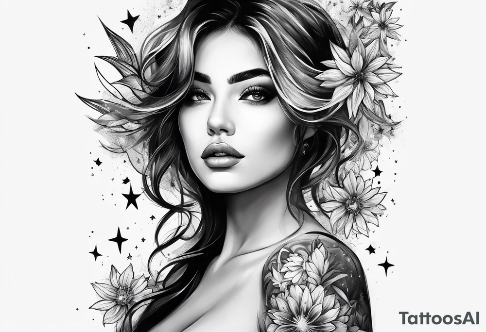A woman painting the stars tattoo idea