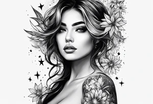 A woman painting the stars tattoo idea