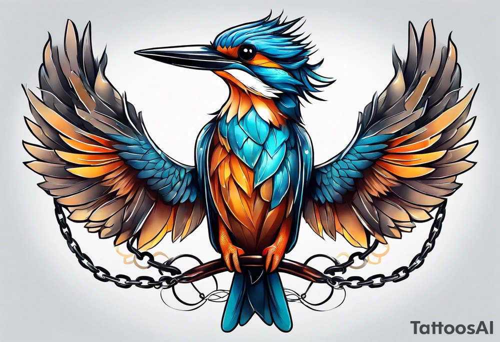 chained kingfisher tattoo idea