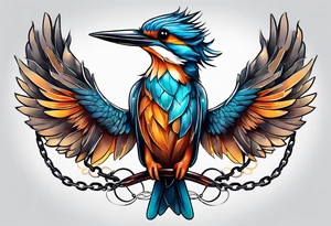 chained kingfisher tattoo idea