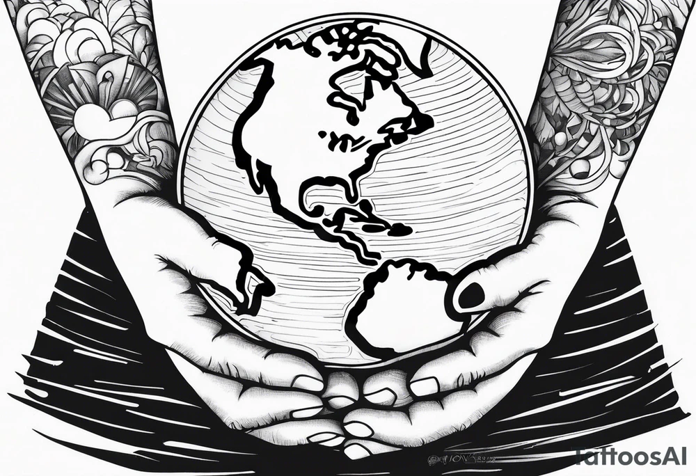 Strong holding up earth tattoo idea