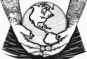 Strong holding up earth tattoo idea