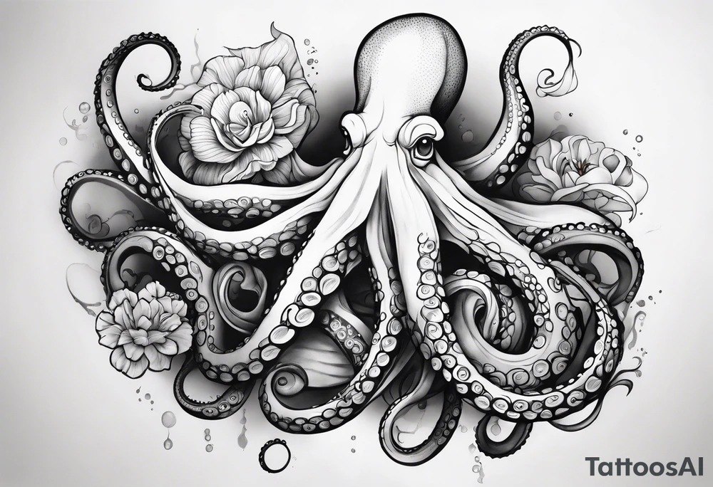 I am creating an arm piece that consists of octopus tentacles and floral all the way up tattoo idea