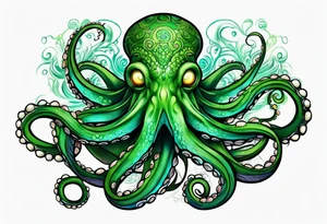 Electric octopus peaceful green tattoo idea