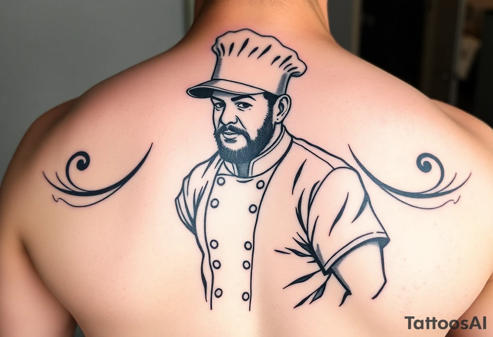 Culinary chef wearing a baseball outfit tattoo idea
