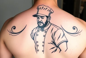 Culinary chef wearing a baseball outfit tattoo idea