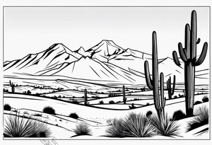 small minimalistic arizona desert with mountains tattoo idea