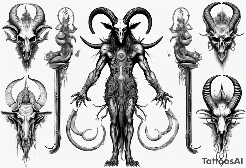 Baphomet standing full body tattoo idea