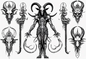 Baphomet standing full body tattoo idea