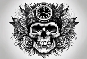 Skull mixed with watch tattoo idea