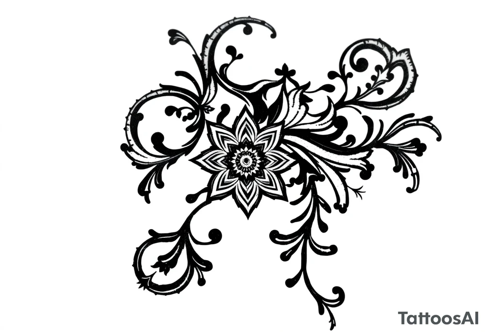 mytical shaman and witch ornament with ancient rhyme tattoo idea